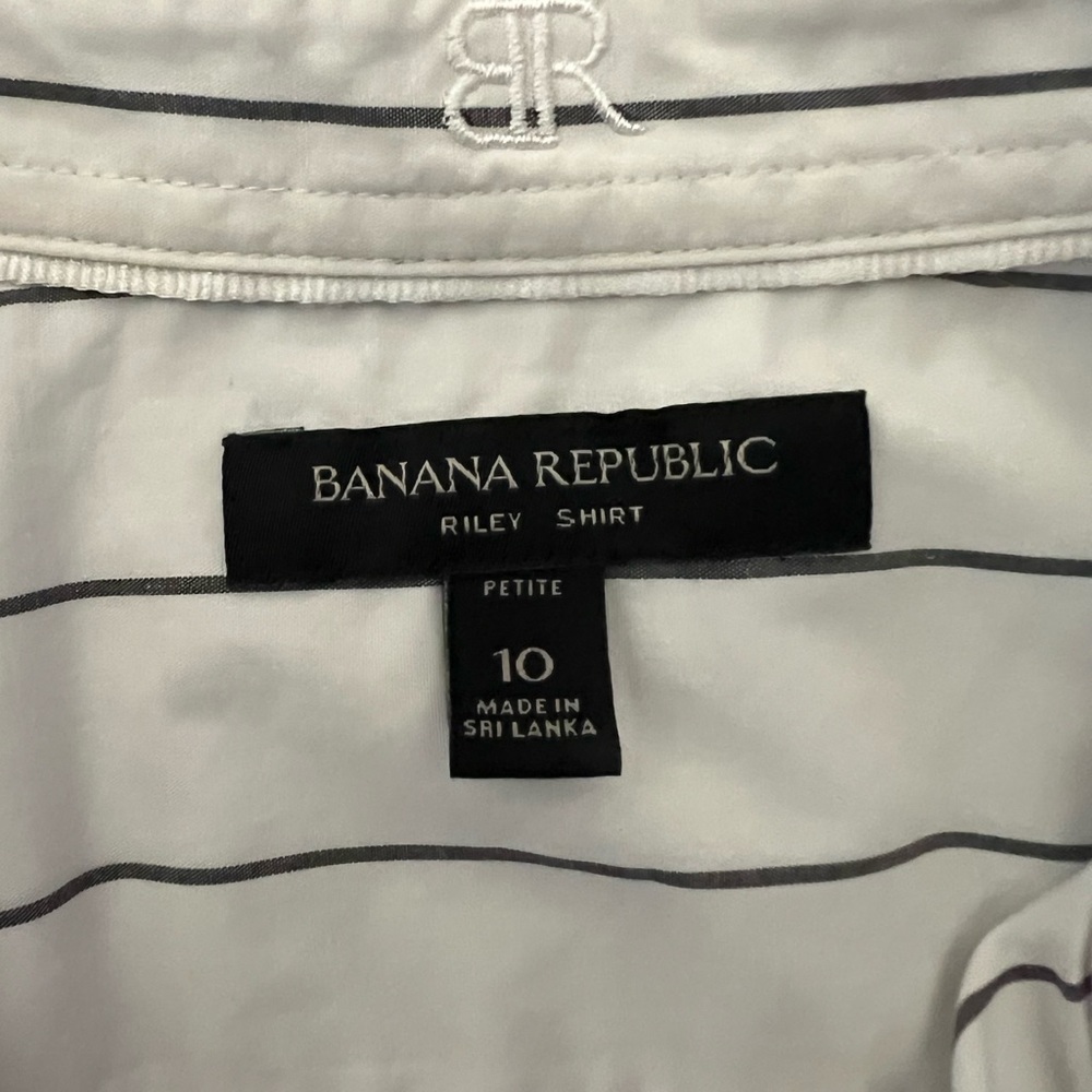 Banana Republic White with dark gray / black stripe Riley Shirt - Picture 7 of 7